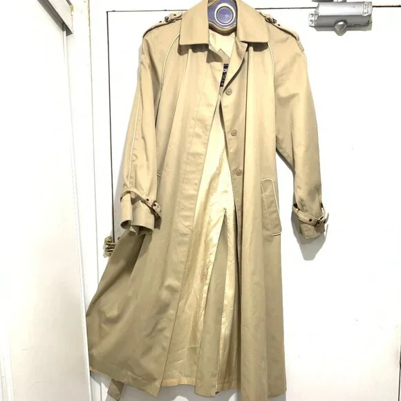 VINTAGE CYCLONE BY UTEX MADE IN ROMANIA BELTED TRENCH COATS SIZE 14 - Picture 8 of 16